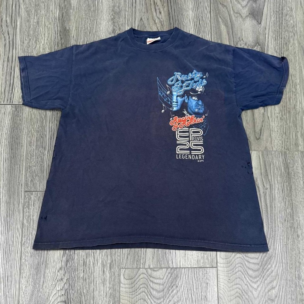 Vintage 2002 Rusty Wallace Elvis Presley NASCAR Racing T-Shirt Large Distressed